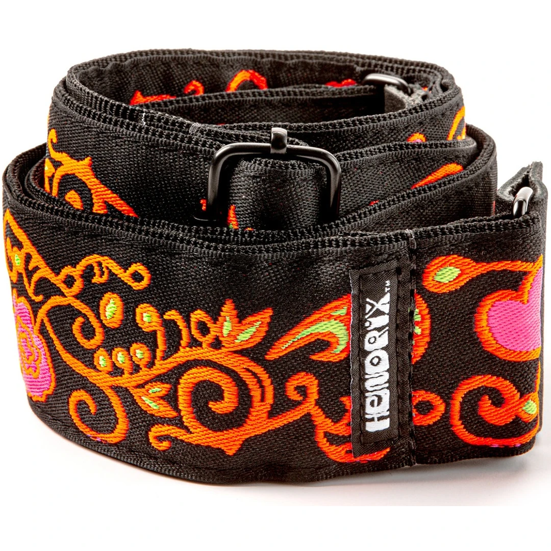 Ремень для гитары Dunlop JH23 Hendrix Blacklight Monterey Orange