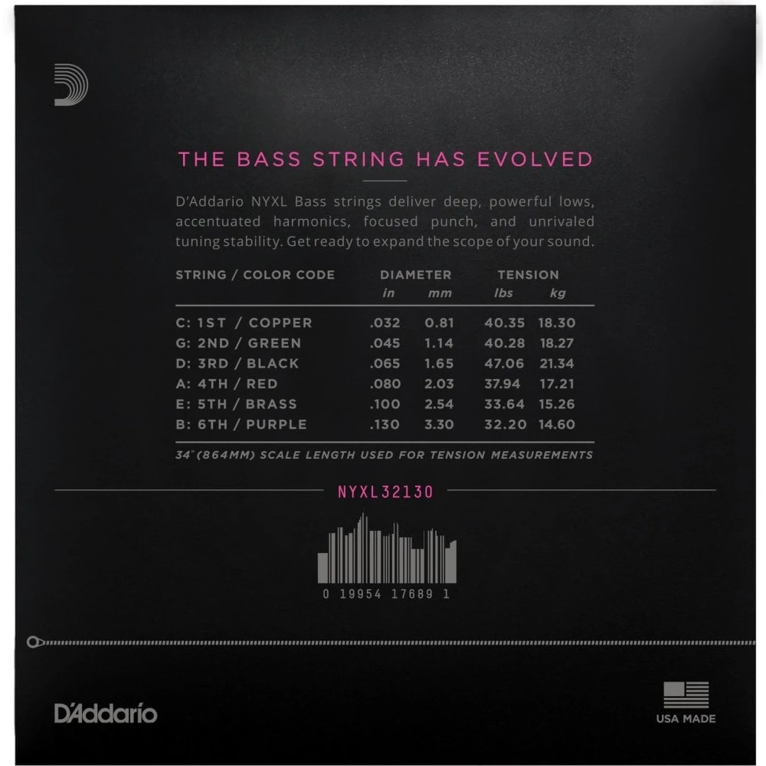 Струны для бас-гитары D'Addario NYXL32130 32-130