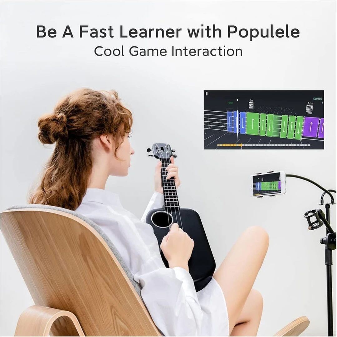 Укулеле PopuMusic Populele 2 Smart Ukulele Carbon Fiber Edition Pink