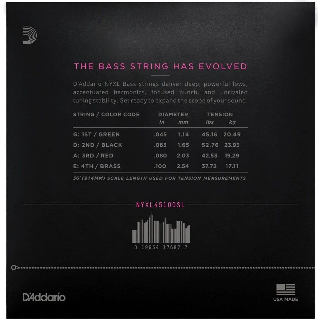 Струны для бас-гитары D'Addario NYXL45100SL 45-100