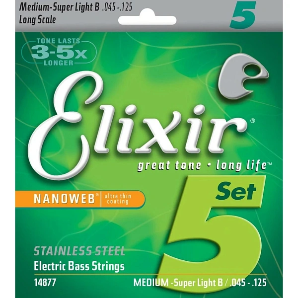 Струны для бас-гитары Elixir 14877 45-125 5-String