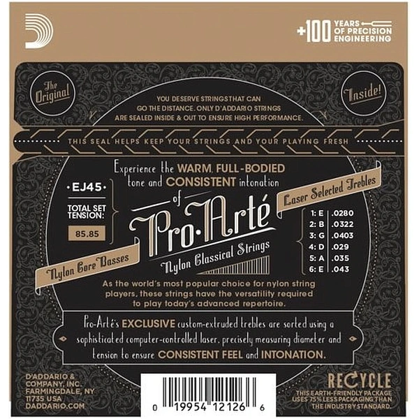 Струны для классической гитары D'Addario EJ45 Normal Tension