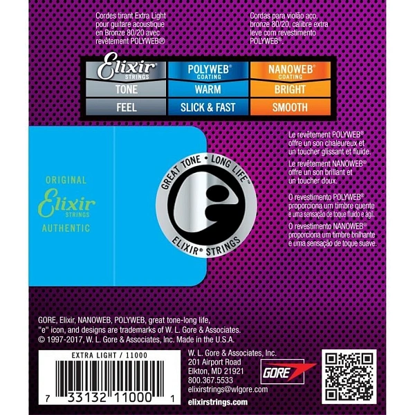 Струны для акустической гитары Elixir 11000 10-47
