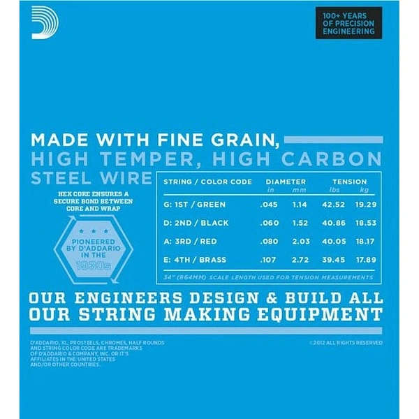 Струны для бас-гитары D’Addario EXL170BT 45-107