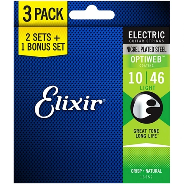Струны для электрогитары Elixir 16552 Optiweb 10-46 Light Bonus Set
