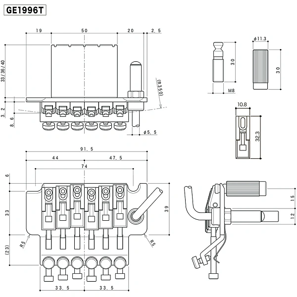 Бридж тремоло Gotoh GE1996T-B