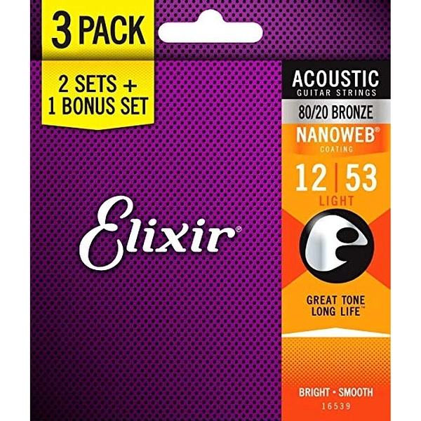 Струны для акустической гитары Elixir 16539 12-53 Bonus Set