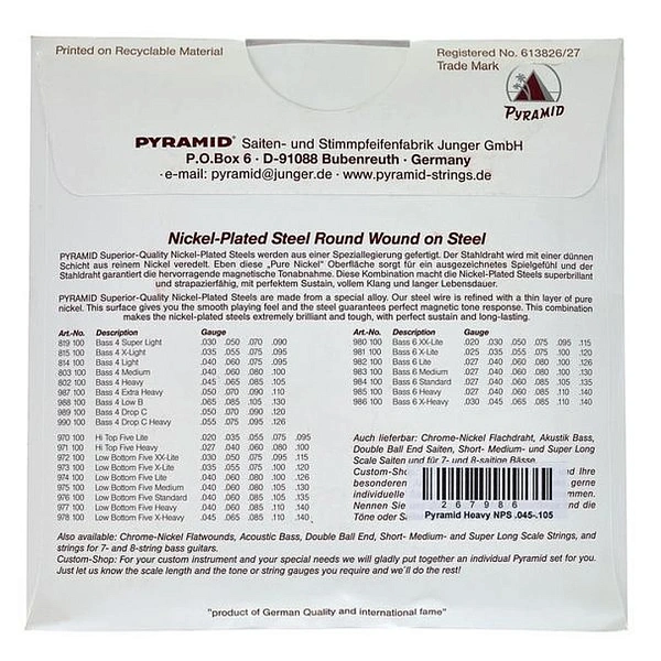 Струны для бас-гитары Pyramid 814100 40-95