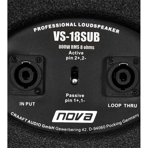 Сабвуфер активный NOVA VS18SUB A