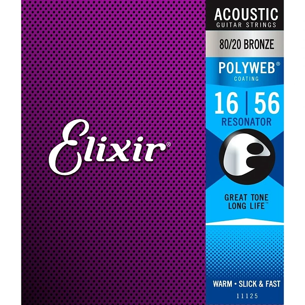 Струны для резонаторной гитары Elixir 11125 16-56